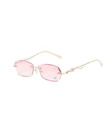 Fashion Rimless Tinted Lens Reading Glasses For Women Blue Light Blocking Readers Anti Eyestrain Glasses (Color : Metallic Size : 2.0x)