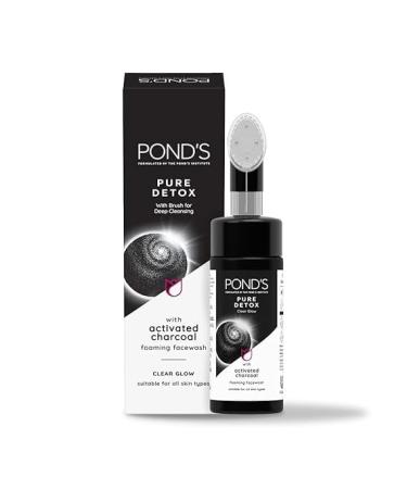 P.o.n.d.'s Pure Detox Foaming Brush Facewash for Clear Glow Gentle Exfoliation Deep Clean All Skin Types 150 ml