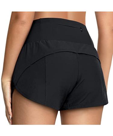 GYM RAINBOW Womens High Waisted Athletic Shorts Lightweight Quick Dry Workout Gym Running Shorts with Pockets Small Black