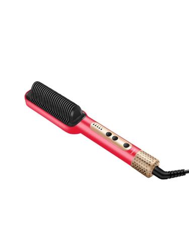 SK-1008 Hair Straightener Brush - 360 Degree Swivel Cord Red | Styling Tool for Silky Smooth Hair | Adjustable Heat Settings | Fast Heating Technology