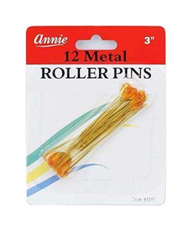 Annie Metal Roller Pins 3In 12Ct Amber