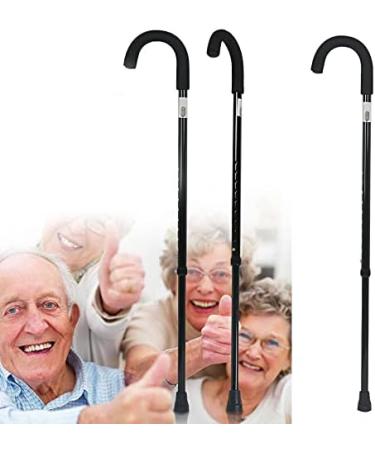 SilteD Non-Slip Walking Stick Black Lightweight Adjustable Aluminum Umbrella Crutches with Comfy Sponge Handle for Elderly Disabled - Buy Online on GoSupps.com
