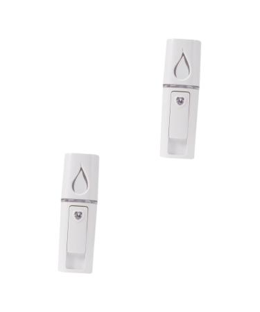 Beavorty 2 pcs Nano Moisturizing Portable Device Spray Mirrorwhite Sprayer Mist Handheld Mini Steamer with 10.5*3cmx2pcs Whitex2pcs