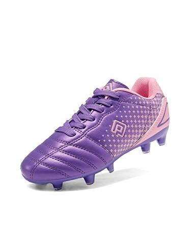 DREAM PAIRS Boys Girls Outdoor Football Shoes Soccer Cleats 13 Little Kid Light/Purple/Pink