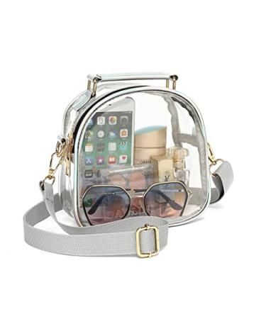 Clear Purses for Women Stadium, Cute Clear Bag Stadium Approved, Clear Handbag with Rainbow Zippers Silver