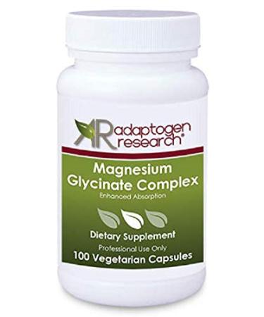 Magnesium Glycinate Complex | 100 mg Magnesium bisglycinate chelate Magnesium oxide | Enhanced Absorption |100 Vegetarian caps | by Adaptogen Research Pharmaceutical Grade Supplements