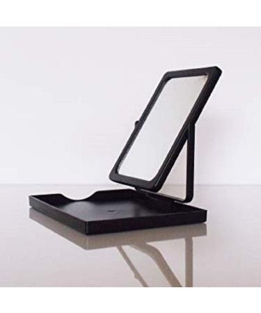 Mary Kay New Black Foldable Travel Mirror with Stand & Vinyl Zippered Bag Case