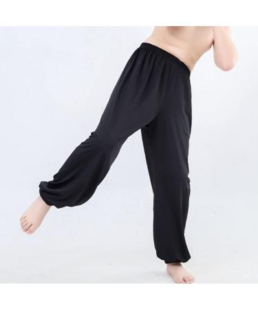 Libaobaoyo Kids Unisex Kung Fu Wide Pants | Stretchy Elastic Waist Taichi Practice Trousers | Black | 8-9 Years - Buy Online on GoSupps.com