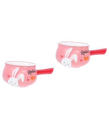 Alipis 2pcs Breakfast Handle Bowl Salad Bowl Kitchen Accessories Ceramic Bowl Cutlery Set Child Household