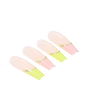 Vatocu Coffin False Nails - Long French Press On Nails Glitter Rainbow Art Ballerina Shape - 24 Pcs Acrylic Stick-On Nails for Women & Girls - Buy Online on GoSupps.com