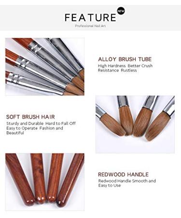 KADS Kolinsky Sable Acrylic Nail Art Brush Red Wood Pen - Manicure Tool (12#) - Buy Online on GoSupps.com