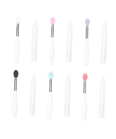 MAGICLULU 6pcs Silicone Lip Brush with Lid Cosmetic Lipstick Brush Silicone Lipstick Makeup Tools Lip Gloss Applicator Eye Crease Eye Shadow Applicator With Cover Plastic Abs Shenzhen White