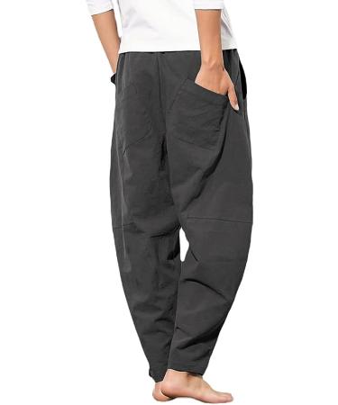 WZIKAI Men's Cotton Linen Elastic Waist Beach Pants - Gray-b, X-Large - Buy Online on GoSupps.com