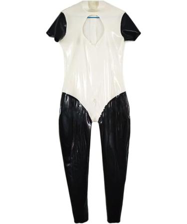 Shop Pure 100% Latex Unisex Bodysuit - Short Sleeves Black & White XL | International Shipping Available - Buy Online on GoSupps.com