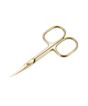 LIVINGO Stainless Steel Cuticle Nail Scissors Premium Sharp Curved Blade Multi-purpose Sharp Cuticle Eyebrows Manicure Pedicure Beauty Grooming Scissors with Case 3.5 Gold