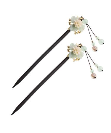 URFEDA Wooden Hair Sticks Chinese Hair Stick Vintage Flowers Hair Clips Elegant Hair Sticks Fashion Hair Stick Hair Accessories Chinese Style Wooden Hair Clips for Women Girls 2 Pieces
