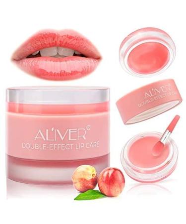 Lip Scrub Mask Lip Scrubs Exfoliator & Moisturizer Cracked Lips Double Effect Lip Mask Overnight for Dry Effectively Remove Dead Skin and Intensive Lip Repair Treatment 1-Peach