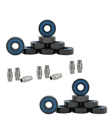 Hockey Bearings ABEC 9, 7, 5 Inline Roller Speed Package 16 Bearings and 8 Spacers Kit (ABEC 7 - Blue) ABEC 7 - Blue Blue 16