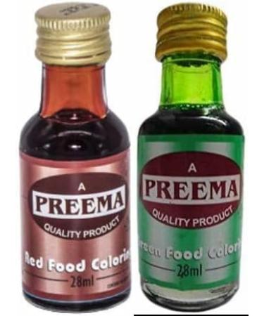 Preema (Red and Green) Liquid Food Colouring 28ml |You can decorate your foods for Christmas | Concentrated liquid food colouring | Suitable for vegetarians | High qulity premium product |