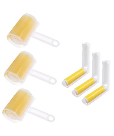 Voarge lint roll reusable 6 -set reusable lint and animal hair roll in 2 sizes (washable lint roller) lint remove roller accessories (yellow)