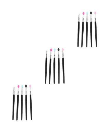 FOYTOKI 15 Pcs Silicone Eyeshadow Brush Make up Sponges Lip Balm Brush Makeup Tool Plastic Handle