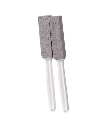 Ficher Pumice Stone for Toilet Bowl Cleaning Scouring Stick with Handle Rust.Remover for Tile Bath-Tub Powerfully Limescale Stain Calcium Buildup Grey