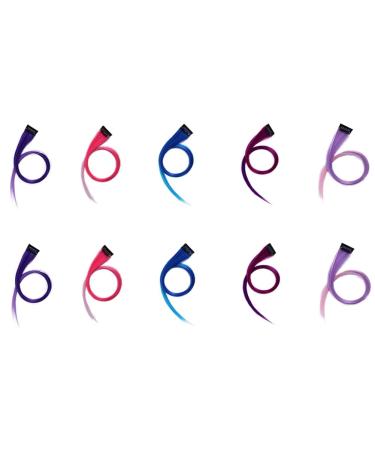 coserori Trimmable Rainbow Highlighted Hair Extension Hairpin Long Straight Hair Clip for Hair False Hair 3.2x55cm
