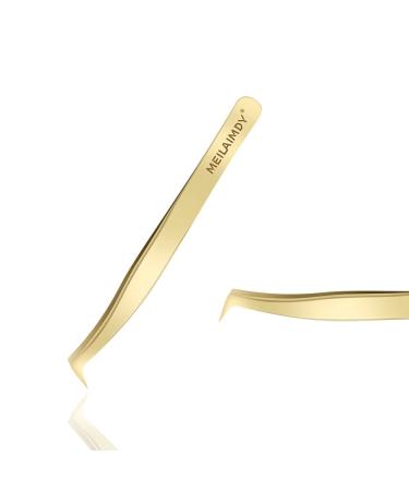MEILAIMDY Eyelash Extension Tweezers -Precision Stainless Steel Volume Tweezers for Easy Fans False Lashes Cluster 2D-6D Volume Lash Tweezers(Gold) Gold Volume Tweezer