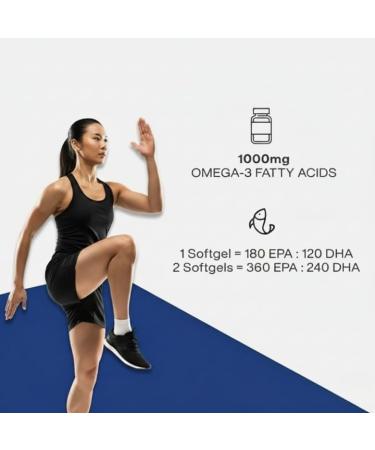 Omega 3 Fish Oil 1000mg (180 EPA 120 DHA) 50 softgels Natural Nutrition Supplement for Muscle Heart & Skin - Buy Online on GoSupps.com
