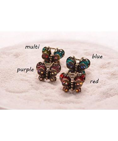 Kavya Small Crystal Butterfly Hair Clips - Vintage Slipproof Metal Mini Hair Grippers for Women & Girls (4 PCs) - Retro Hair Jewelry Accessories - Buy Online on GoSupps.com