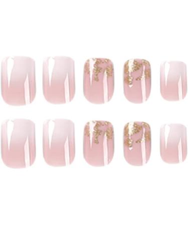 24pcs Gradient Lilac Square Short False Nails | Press on Gold Removable Glue-on Nails for Women and Girls | Fake Nail Art Accessories 0217Y26 - Buy Online on GoSupps.com