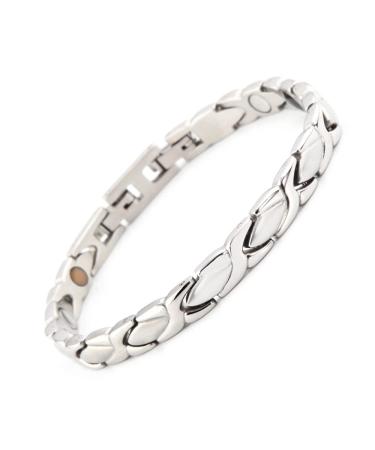 Haqi Magnnet hard band women magnetic bracelets titanium magnetic therapy magnetic jewelry from germanium for women x-shaped connection 5-elemental powerful magnetic hardship (silver) 7.2inch silver - Buy Online on GoSupps.com