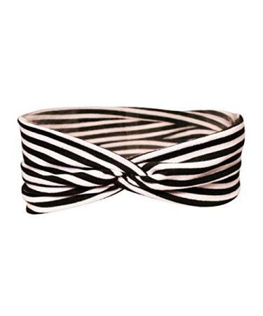 Mia Super Soft Fashionable Headband  Headwrap with a Twist  Black and White Striped  Hair Accessory for Women and Girls 1pc 10x3.5x0.5 Inch (Pack of 1) Black and white
