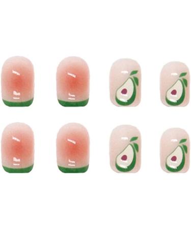 24pcs Avocado French Short False Nails Stick on Press on Glue-on Fake Nails - Nail Art Accessories 0219Y21 - Buy Online on GoSupps.com