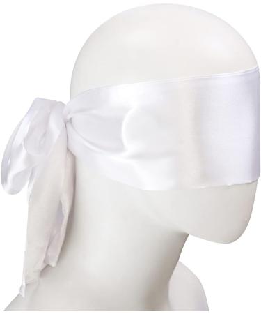 Soft Satin Eye Mask Blindfold - Adjustable Travel Sleeping Mask for Comfort - White 59 x 2.8 - Buy Online on GoSupps.com