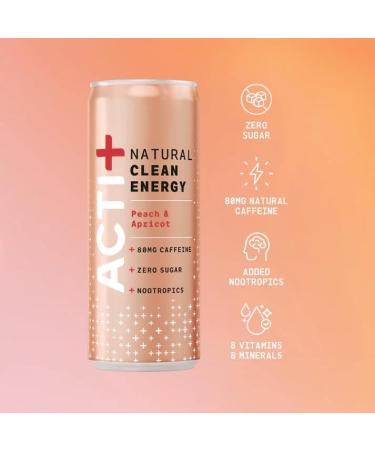 Acti Energy drink Zero Sugar Clean - Peach & Apricot - Pack Of 12 - Buy Online on GoSupps.com