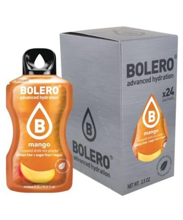 Bolero Drink 24 Sachets 3g Sticks Fruit Prepared Powder Soluble For Fresh Drink in Water Product 72g Stevia Sweetened (Mango)