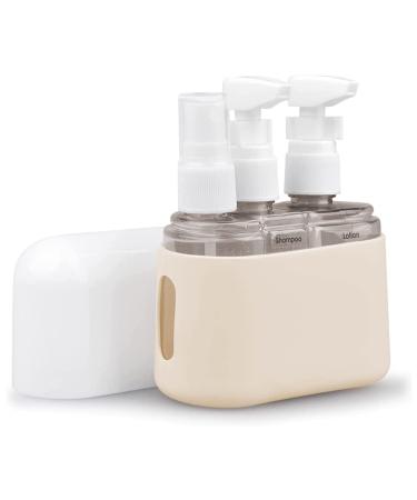 3 in 1 travel bottles Set plastic with silicone cosmetic bag exhaustive travel empty bottles 200ml air travel size with label sticker refillable trip bottles for cosmetics (light orange)