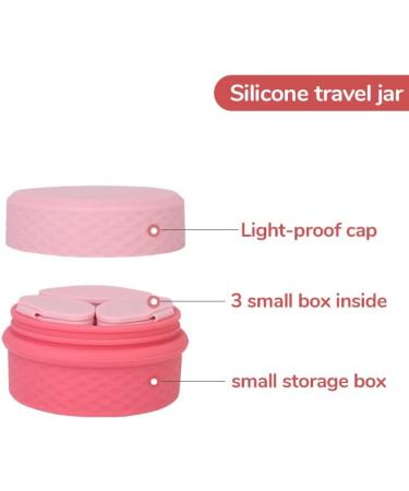 YUPs Travel Cosmetic Jars 3 in 1 Silicone Non- Breakable Refillable Travel Pots for toiletries With Scooping Spoon 36ml (12ml Each) (Pink) - Buy Online on GoSupps.com