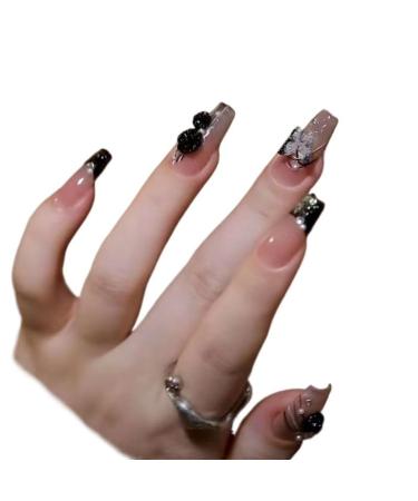 Temperament manicure wearing a hand-made gradient camellia manicure explosions show white butterfly nail.(M)