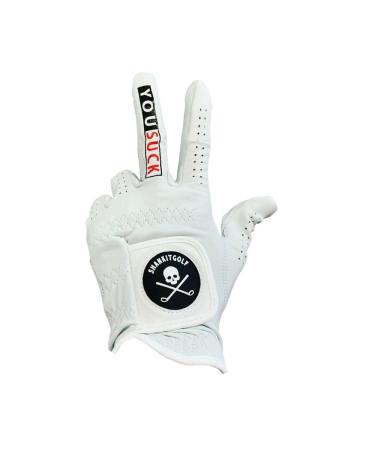 SHANKITGOLF You Suck Funny Golf Glove - Pro Made Cabretta Leather Compression-Fit Glove for Men and Women, Breathable, Lasting Stable Grip, Super Soft, Golf Gift Large Worn On Left Hand
