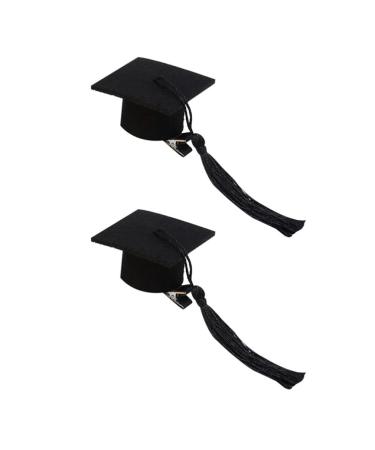 NUOBESTY 2Pcs Graduation Hat Hair Clip Graduation Cap Headband Mini Doctoral Cap Hairpins for Graduation Hair Accessories(Black)