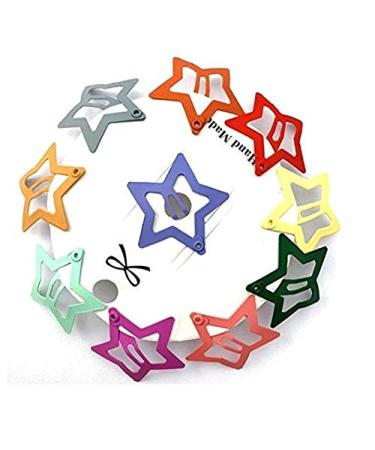 Duehut HLLMX 20 PCS Barrettes For Girls  Women  Toddlers Kids Colorful Hair Barrette Cute Lovely Metal Hair Snap Clips Fashion Stars Barrettes