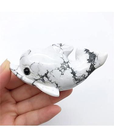 Natural Crystal Rough Lovely 1pc Natural Stone White Turquoise Dolphin Handmade Carved Animal Powerful Statue Natural Quartz Crystals - Stones