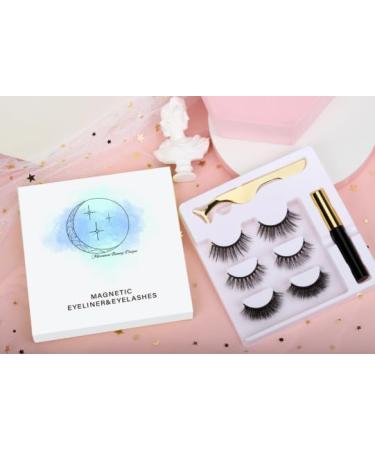 Fluffy Lashes 3D Faux Mink Magnet Eyelash Magnetic Lashes False Eyelashes With Liquid Magnetic Eyeliner Black