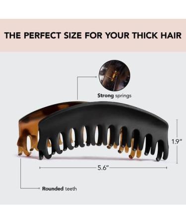 Kitsch Large Hair Clips for Women - Jumbo Dome Claw Clips for Thick Hair (2pc Tortoise&Black) - Buy Online on GoSupps.com