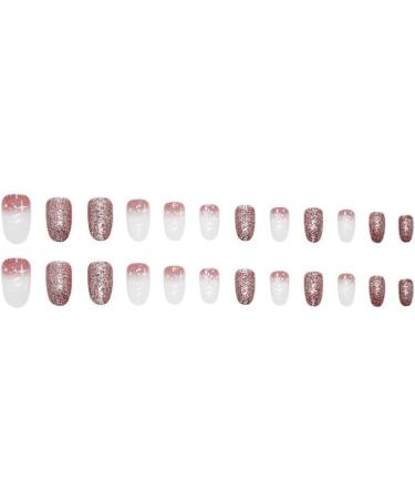 SINLOV Christmas Almond Fake Nails French Long Glitter Snowflake False Nails Maroon Glossy Press on Nails Ballerina Acrylic Full Cover Fake Nail for Women and Girls - Buy Online on GoSupps.com