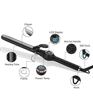 Professional 9mm Curling Wand for Long Short Hair Tourmaline Ceramic Small Barrel Hair Curler Women Men Kids Curling Iron with Adjustable Temperature DiSplay - Buy Online on GoSupps.com