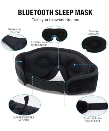 Sleep Mask with Bluetooth Headphones - 3D Blackout Eye Patches | Ultra-Thin Stereo Speakers & White Noise for Side/Back Sleepers | Perfect Travel Gift for Women & Men - Buy Online on GoSupps.com