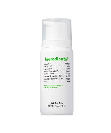 Ingredients Organic Dry Body Oil for Shower Bath Women Men Teens Moisturizing Multi-purpose for All Skin Types - Jojoba Baobab Vanilla Orange Lavender